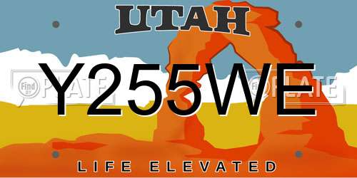 Y255WE Utah License Plate
