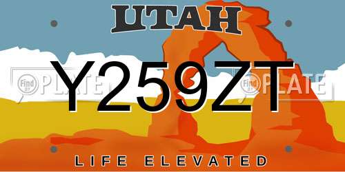 Y259ZT Utah License Plate