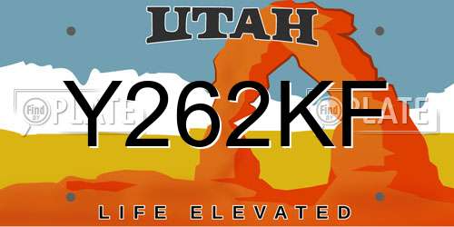 Y262KF Utah License Plate
