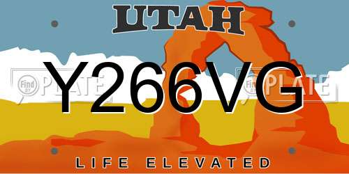 Y266VG Utah License Plate