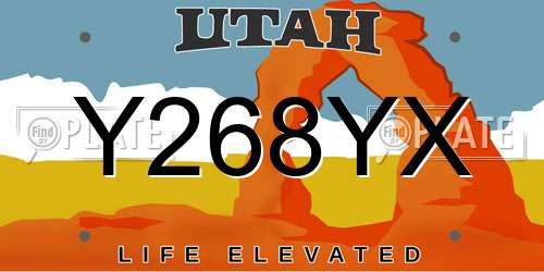 Y268YX Utah License Plate