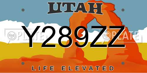 Y289ZZ Utah License Plate