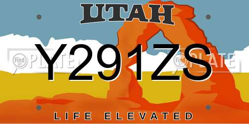 Y291ZS Utah License Plate