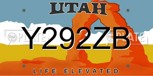 Y292ZB Utah License Plate