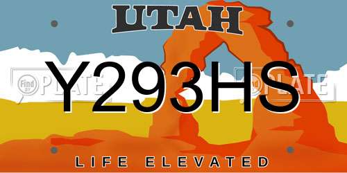 Y293HS Utah License Plate