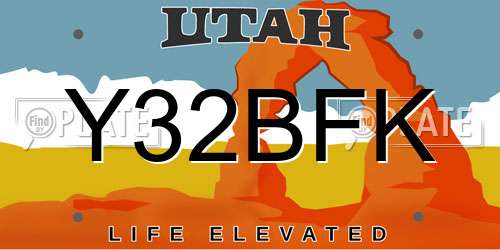 Y32BFK Utah License Plate
