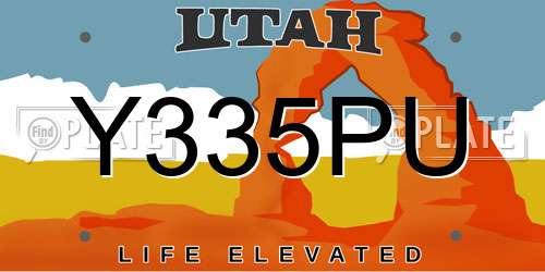 Y335PU Utah License Plate