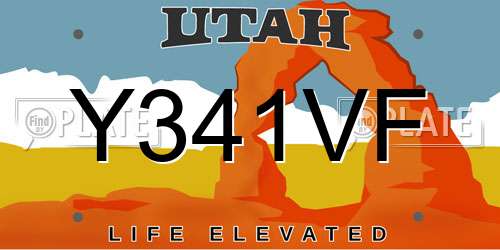 Y341VF Utah License Plate
