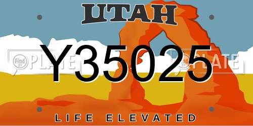 Y35025 Utah License Plate