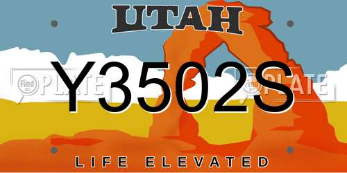 Y3502S Utah License Plate