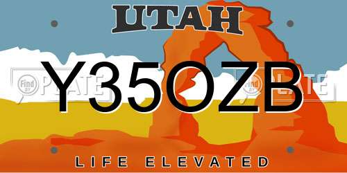 Y35OZB Utah License Plate