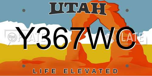 Y367WC Utah License Plate