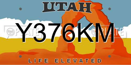 Y376KM Utah License Plate