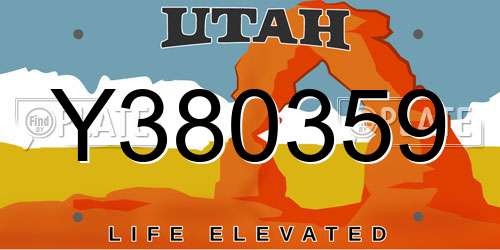 Y380359 Utah License Plate