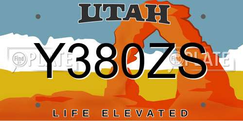 Y380ZS Utah License Plate