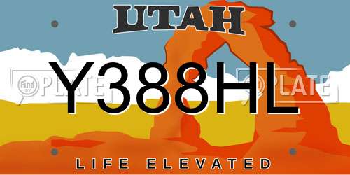 Y388HL Utah License Plate
