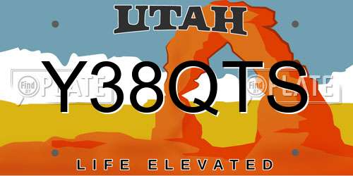 Y38QTS Utah License Plate