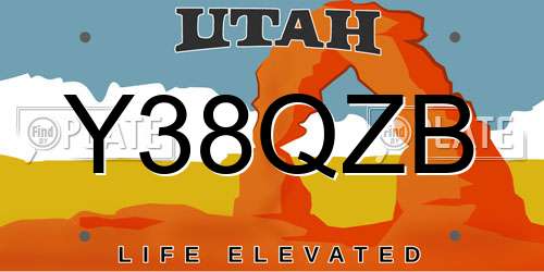 Y38QZB Utah License Plate