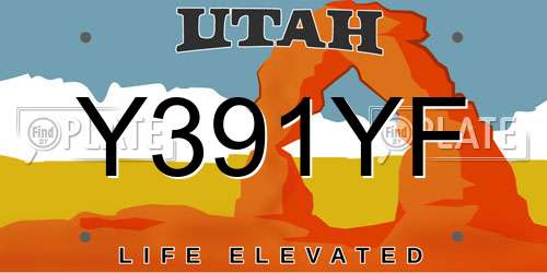 Y391YF Utah License Plate