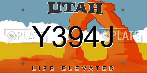 Y394J Utah License Plate