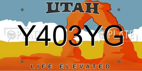 Y403YG Utah License Plate