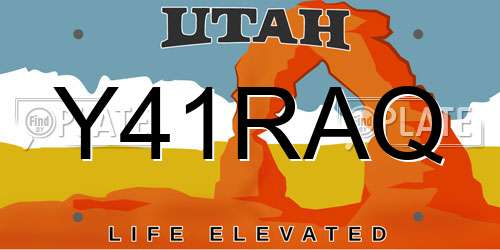 Y41RAQ Utah License Plate