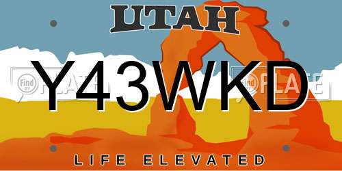 Y43WKD Utah License Plate