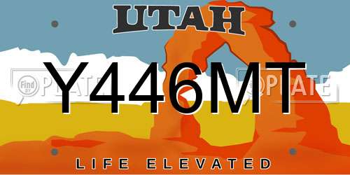 Y446MT Utah License Plate