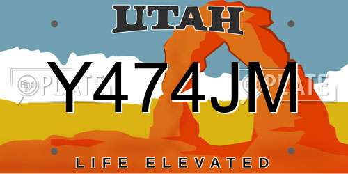 Y474JM Utah License Plate
