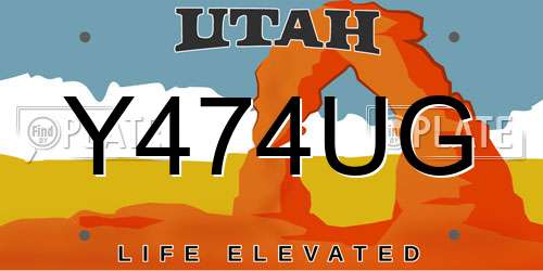 Y474UG Utah License Plate