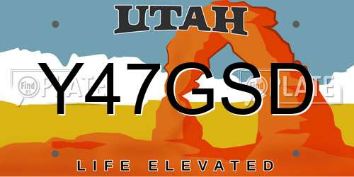 Y47GSD Utah License Plate
