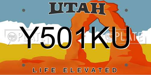 Y501KU Utah License Plate