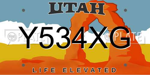 Y534XG Utah License Plate