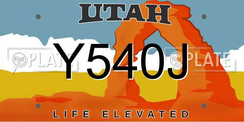 Y540J Utah License Plate