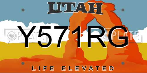 Y571RG Utah License Plate