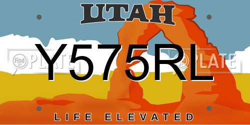 Y575RL Utah License Plate