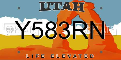 Y583RN Utah License Plate