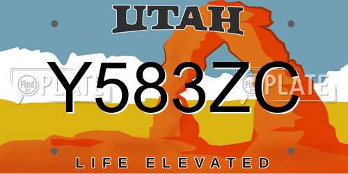 Y583ZC Utah License Plate