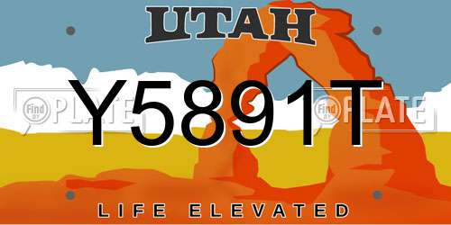Y5891T Utah License Plate