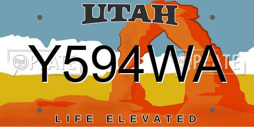 Y594WA Utah License Plate