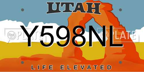 Y598NL Utah License Plate