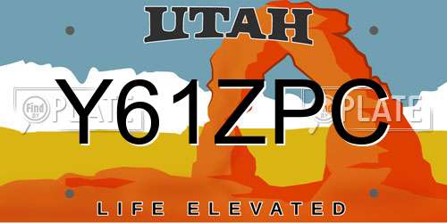 Y61ZPC Utah License Plate