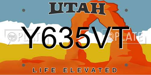 Y635VT Utah License Plate