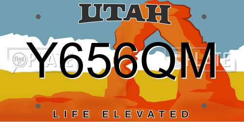 Y656QM Utah License Plate