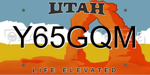 Y65GQM Utah License Plate