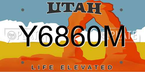 Y6860M Utah License Plate