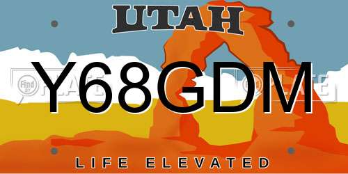 Y68GDM Utah License Plate