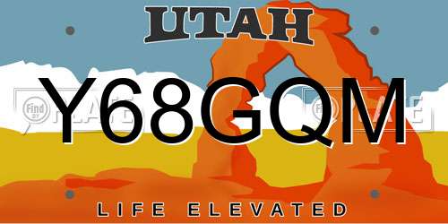 Y68GQM Utah License Plate