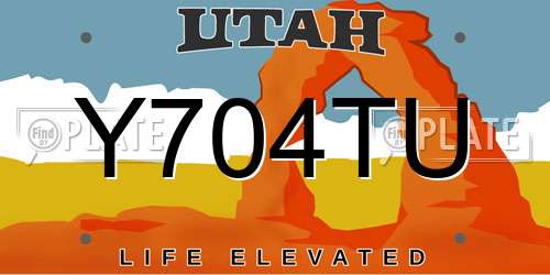 Y704TU Utah License Plate