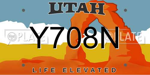Y708N Utah License Plate